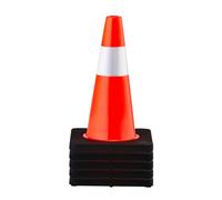 VEVOR Coni Sicurezza per Strada Altezza 45 cm 5 Pezzi Cono Stradale Arancione in PVC con Collare Riflettente Base Nera, Coni per Controllo del Traffico, Parcheggio Stradale, Set di Coni per Strada