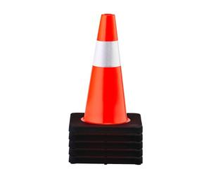 VEVOR Coni Sicurezza per Strada Altezza 45 cm 5 Pezzi Cono Stradale Arancione in PVC con Collare Riflettente Base Nera, Coni per Controllo del Traffico, Parcheggio Stradale, Set di Coni per Strada