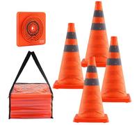 VEVOR Coni stradali di sicurezza, 4 pezzi Coni stradali pieghevoli, coni da costruzione 245 x 245 mm con collare riflettente, coni di segnalazione con custodia, controllo del traffico, parcheggi
