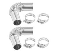 VEVOR Connettore a Gomito per Tubo di Scarico del Riscaldatore Diesel da 25 mm, 2 Pezzi Connettore per Uscita d'Aria da Parcheggio da 2 kW/5 kW/8 kW, Acciaio Inox, con 4 Fascette Stringitubo
