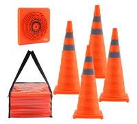 VEVOR Cono Traffico Riflettente 4 Pezzi 70 cm Piedistallo da Cantiere Pieghevole Portatile, Set di Cono di Sicurezza con Borsa da Trasporto per Demarcazione Parcheggio di Emergenza Parcheggio Strada