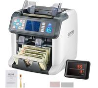 VEVOR Conta Banconote con Denominazione Mista, 2CIS, SN, UV, IR, MG, DD Rilevamento Contraffazione, Contasoldi Multivaluta di Contanti, Contatore di Banconote da Tavolo per Ufficio Display LED