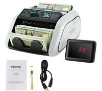 VEVOR Contasoldi, Contabanconote con rilevamento di banconote contraffatte UV, MG, IR e DD, Conta contanti USD ed EUR con ampio display LCD e display esterno per ufficio imprese