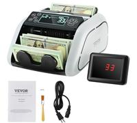 VEVOR Conta Banconote con Rivelatore di Banconote, Contatore di Banconote Velocità da 1000 pezzi/min, Contasoldi con Display LCD per Ufficio, Macchinetta Conta Banconote UV, MG, IR e DD