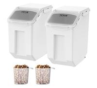 VEVOR Contenitore a prova di tarme da cucina, 15 l x 2, contenitore a vista in PP con coperchio e rotelle, contenitore ermetico per riso, farina, zucchero, legumi, noci, alimenti per animali domestici