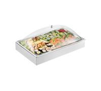 VEVOR Contenitore Espositivo per Servire Cibo da Banco, Vassoio per Servire Cibo in Acciaio Inox 1 x 1 Teglia, Espositore per Dispensatori di Condimenti a Buffet con Coperchio ad Arco Trasparente