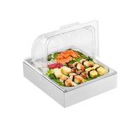 VEVOR Contenitore Espositivo per Servire Cibo da Banco, Vassoio per Servire Cibo in Acciaio Inox 1 x 1/2 Teglia, Espositore per Dispensatori di Condimenti a Buffet con Coperchio Trasparente per Festa