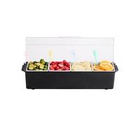 VEVOR Contenitore per Condimenti Refrigerato a 4 Scomparti, Contenitore per Condimenti Raffreddato a Ghiaccio, Vassoio per Guarnizioni Refrigerato con Coperchio, per Forniture per Casa e Ristorante