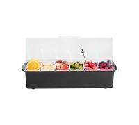 VEVOR Contenitore per Condimenti Refrigerato a Ghiaccio di 6 Scomparti, Contenitore per Condimenti da Cucina Vassoio per Guarnizioni Refrigerato con Coperchio per Bar Ristorante Catering