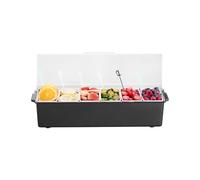 VEVOR Contenitore per Condimenti Refrigerato a Ghiaccio di 6 Scomparti, Contenitore per Condimenti da Cucina Vassoio per Guarnizioni Refrigerato con Coperchio per Bar Ristorante Catering