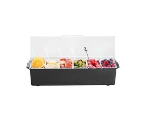 VEVOR Contenitore per Condimenti Refrigerato a Ghiaccio di 6 Scomparti, Contenitore per Condimenti da Cucina Vassoio per Guarnizioni Refrigerato con Coperchio per Bar Ristorante Catering