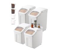 VEVOR Contenitore per Conservare Riso, 4 Pezzi, Capacità 20 Lx2 e 15 Lx2, Contenitore per Cibo per Cani, Contenitore con Ruote, 4 Misurini, Coperchio per Ingredienti Cereali Farina Cibo per Animali