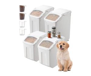 VEVOR Contenitore per Conservare Riso, 4 Pezzi, Capacità 20 Lx2 e 15 Lx2, Contenitore per Cibo per Cani, Contenitore con Ruote, 4 Misurini, Coperchio per Ingredienti Cereali Farina Cibo per Animali
