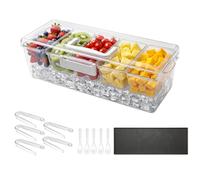 VEVOR Contenitore per Ingredienti, Contenitore Trasparente per Alimenti 5 Scomparti Rimovibili con Coperchio Maniglia Guarnizione per Spezie Salse Frutte, Feste Picnic Campeggio, Cucina Bar Hotel