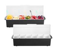 VEVOR Contenitore per Ingredienti Refrigerati, Scatola Porta Alimenti con 6 Scomparti Rimovibili con Coperchio Condiviso, Contenitore in Plastica per Alimenti Spezie Salse Frutte da Bar Ristoranti