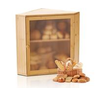 VEVOR Contenitore per Pane Angolare a Doppio Strato 320 x 320 x 425 mm Contenitore per Pagnotta in Legno di Bambù per Pane Fatto in Casa, con Pannello Porta in Acrilico Ondulato, Colore Legno Naturale