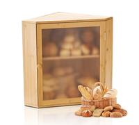 VEVOR Contenitore per Pane Angolare a Doppio Strato 320 x 320 x 425 mm Contenitore per Pagnotta in Legno di Bambù per Pane Fatto in Casa, con Pannello Porta in Acrilico Ondulato, Colore Legno Naturale