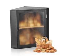 VEVOR Contenitore per Pane Angolare a Doppio Strato 320 x 320 x 425 mm Contenitore per Pagnotta in Legno di Bambù per Pane Fatto in Casa, con Pannello Porta in Acrilico Ondulato, Nero