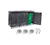 VEVOR Contenitore per Rifiuti da 3 x 240 L Contenitore per Bidoni della Spazzatura con Serratura, Armadio Orizzontale Impermeabile con Coperchio a Catena, per Bidoni della Spazzatura