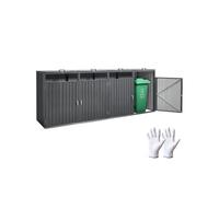 VEVOR Contenitore per Rifiuti da 4 x 240 L Contenitore per Bidoni della Spazzatura con Serratura, Armadio Orizzontale in Acciaio Zincato Impermeabile, per Uso in Giardino e Cortile