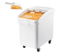 VEVOR Contenitore per Riso Dispenser Cibo Secco per Animali Domestici 120L | Organizer per Alimenti da Cucina, Materiale in PP, Stoccaggio di Cereali, Farina, con 4 Ruote, Paletta, Coperchio Trasparente