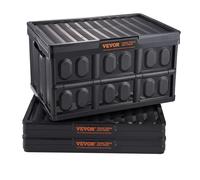 VEVOR Contenitore Pieghevole con Coperchi in Plastica Scatola di Stoccaggio 3 Pezzi Portabile per Campeggio Viaggio Auto, Contenitore Pieghevole Capacità 45L con Maniglie Coperchio Uso Esterno Interno