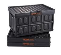 VEVOR Contenitore Pieghevole con Coperchi in Plastica Scatola di Stoccaggio 3 Pezzi Portabile per Campeggio Viaggio Auto, Contenitore Pieghevole Capacità 45L con Maniglie Coperchio Uso Esterno Interno