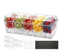 VEVOR Contenitore Porta Ingredienti, Scatola Trasparente Porta Alimenti con 5 Scomparti Rimovibili Coperchi Separati per Feste Catering, Contenitore Trasparente per Frutte Cereali Spezie da Bar
