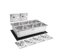 VEVOR Contenitore Refrigerato da Banco per Ingredienti, Vetrina Refrigerata 6 Vaschette in Acciaio Inox per Ingredienti Alimenti con Coperchi Separati Frutta Insalata Buffet Freddi, Catering Hotel