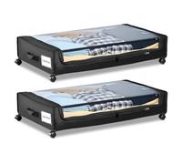 VEVOR Contenitore Sottoletto 770 x 470 x 173 mm Contenitori Sottoletto con Quattro Rotelle Girevoli a 360° e Coperchio Trasparente, per Vestiti, Scarpe, Coperte, Camera da Letto, Confezione da 2