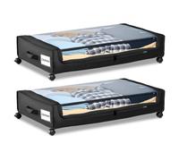 VEVOR Contenitore Sottoletto 770 x 470 x 173 mm Contenitori Sottoletto con Quattro Rotelle Girevoli a 360° e Coperchio Trasparente, per Vestiti, Scarpe, Coperte, Camera da Letto, Confezione da 2