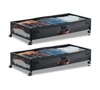 VEVOR Contenitore Sottoletto 915 x 460 x 185 mm Contenitori Sottoletto con Quattro Rotelle Girevoli a 360° e Coperchio Trasparente, per Vestiti, Scarpe, Coperte, Camera da Letto, Confezione da 2