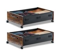 VEVOR Contenitore Sottoletto con Ruote, 650 x 460 x 180 mm, Organizzatore Sottoletto con Ruote Bloccabili, Contenitori Scorrevoli per Vestiti, Scarpe, Coperte, Confezione da 2, Capacità 20,4 kg