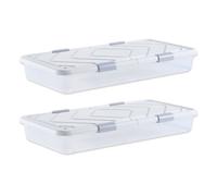 VEVOR Contenitore Sottoletto da 1010 x 510 x 150 mm Contenitori Sottoletto con Rotelle, con Coperchio e Chiusura, per Vestiti, Scarpe, Coperte, Camera da Letto, 2 Pezzi