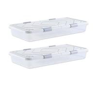 VEVOR Contenitore Sottoletto da 805 x 396 x 175 mm Contenitori Sottoletto con Rotelle, con Coperchio e Chiusura, per Vestiti, Scarpe, Coperte, Camera da Letto, 4 Pezzi