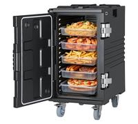 VEVOR Contenitore Termico Isolante per Alimenti, Scatola Trasporto Alimenti Isolante 120 L con Ruote Piroettanti Acciaio Inox 304, Contenitore Termico Impilabile in LLDPE per Catering Hotel Campeggio