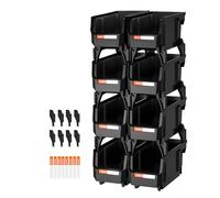 VEVOR Contenitori Impilabili in Plastica, 276 x 140 x 130 mm, 8 Pezzi, Contenitori in Plastica per Organizzare Oggetti in Armadio, Garage, Piccole Parti, Forniture per Ufficio, Altri Accessori, Nero