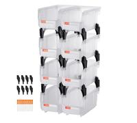 VEVOR Contenitori Impilabili in Plastica, 276 x 140 x 130 mm, 8 Pezzi, Contenitori in Plastica per Organizzare Oggetti in Armadio, Piccole Parti, Forniture per Ufficio, Altri Accessori, Trasparenti