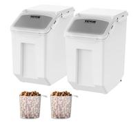VEVOR Contenitori per Alimenti da Cucina 15 L x 2, Contenitore Coperchio Trasparente PP a Ruote, Contenitore Ermetico per Riso, Farina, Zucchero, Legumi, Frutta Secca, Cibo per Animali Domestici