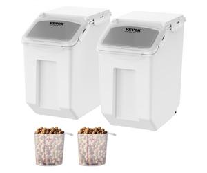 VEVOR Contenitori per Alimenti da Cucina 15 L x 2, Contenitore Coperchio Trasparente PP a Ruote, Contenitore Ermetico per Riso, Farina, Zucchero, Legumi, Frutta Secca, Cibo per Animali Domestici