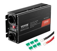 VEVOR Convertitore di Potenza a Onda Sinusoidale Modificata, 1500W, DC 12V a AC 230V con 2 Prese AC, 2 Porte USB, 1 Porta Tipo C, 6 Fusibili di Ricambio, per Piccoli Elettrodomestici, Smartphone, PC