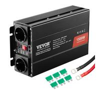 VEVOR Convertitore di Potenza a Onda Sinusoidale Modificata, 1500W, DC 12V a AC 230V con 2 Prese AC, 2 Porte USB, 1 Porta Tipo C, 6 Fusibili di Ricambio, per Piccoli Elettrodomestici, Smartphone, PC