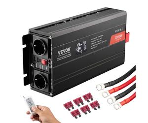 VEVOR Convertitore di Potenza a Onda Sinusoidale Pura, Convertitore di Potenza da 2000 W CC da 12 V a CA 230 V Display LCD e Telecomando per Apparecchiature Domestiche di Medie Dimensioni