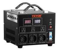 VEVOR Convertitore di Tensione Step Up/Down Portatile 110V-220V / 220V-110V Potenza da 3000VA, Trasformatore di Tensione 3000VA Portatile 270x240x215 mm 6 Spine, Convertitore di Tensione 3000VA USB 5V