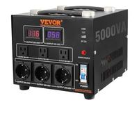 VEVOR Convertitore di Tensione Step Up/Down Portatile 110V-220V / 220V-110V Potenza da 5000VA, Trasformatore di Tensione 5000VA Portatile 270x240x215 mm 6 Spine, Convertitore di Tensione 5000VA USB 5V