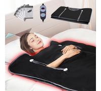 VEVOR Coperta da Sauna Riscaldamento Tessuto Oxford 190x90 cm Controllo della Temperatura & Timer, Coperta per Sauna a Infrarossi Fori per le Braccia 520W 6 Livelli di Temperatura Regolabile 45°C-80°C