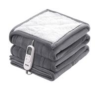 VEVOR Coperta Riscaldata, 130 x 160 cm, Morbida Flanella di Lana d'Agnello, Coperta con 9 Impostazioni di Tempo 6 Impostazioni di Calore, Coperta Calda Spegnimento Automatico Dopo 8 Ore Grigio
