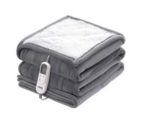VEVOR Coperta Riscaldata, 130 x 200 cm, Morbida Flanella di Lana d'Agnello, Coperta con 9 Impostazioni di Tempo 6 Impostazioni di Calore, Coperta Calda Spegnimento Automatico Dopo 8 Ore Grigio