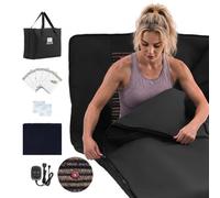 VEVOR Coperta Sauna a Infrarossi con Pietre Minerali e Borsa 185x90cm Nera, Sacco Sauna Portatile in Pelle PU a EMF Zero con Temperatura e Timer Regolabili Riscaldamento Uniforme per Benessere e Relax