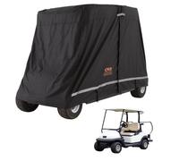 VEVOR 4 Passenger Golf Cart Cover, 600D Polyester Full Cover, Universal Fits for Most Brand Club Car Covers, Waterproof, Sunproof, and Dustproof Outdoor Golf Cart Cover with Three Zipper Doors, Black